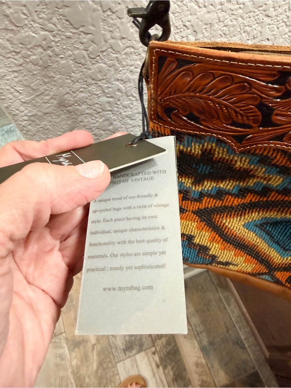 Boho Fringe Crossbody Bag in Brown and Turquoise Myra Bag -nwt - Picture 6 of 6